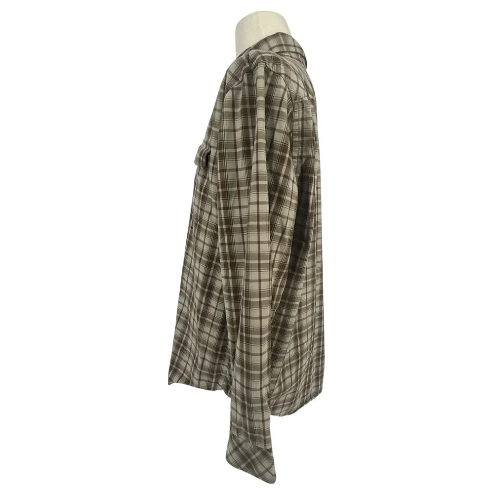 Banana Republic Relaxed Plaid Button Down Shirt Mens‎ L Brown Tan Cotton Casual
